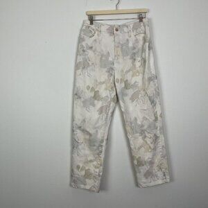 Women's Super High Rise Vintage Straight Jeans Universal Thread Cream Floral 8
